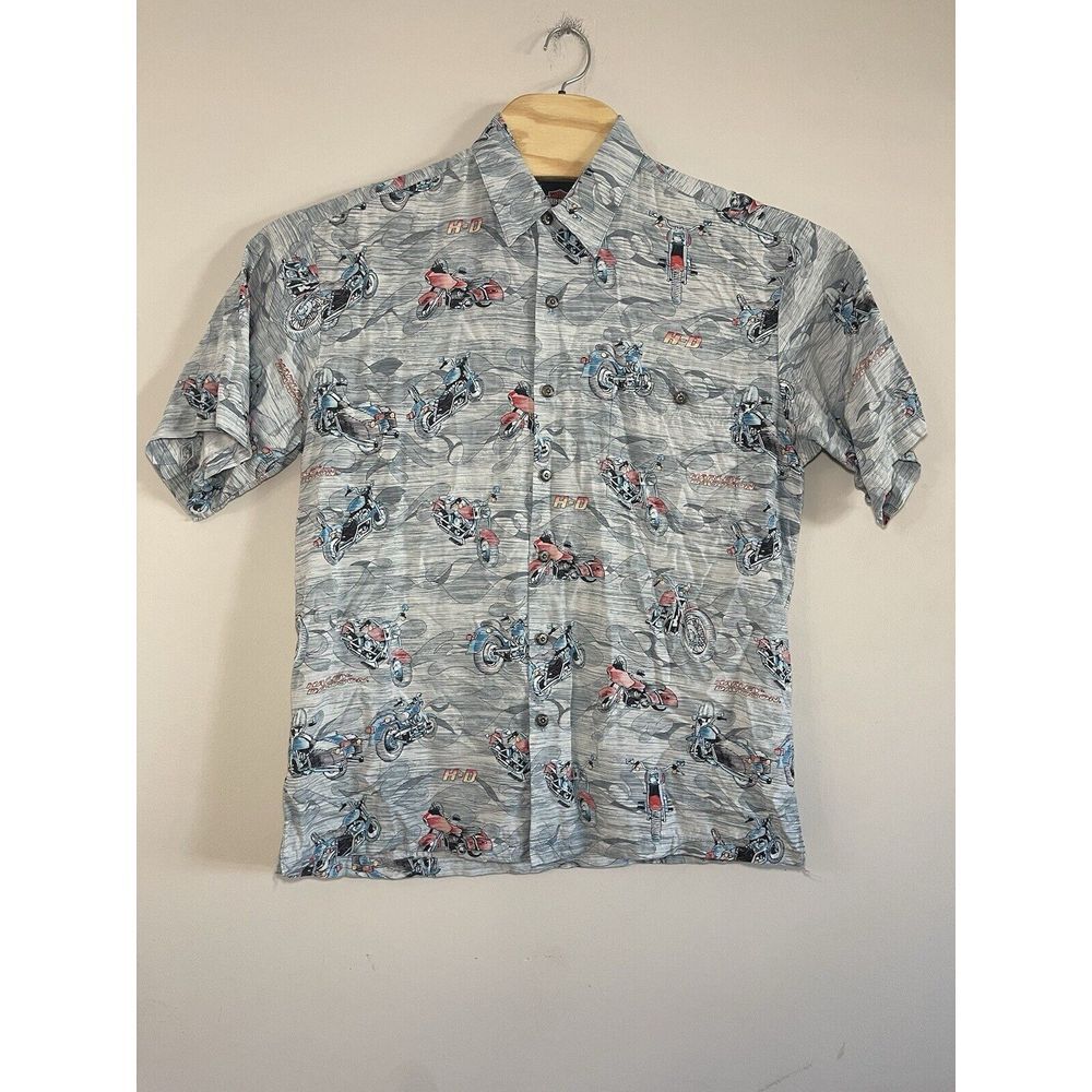 Harley Davidson Motorcycle‎ Shirt All Over Print Mens Sz M Made In USA
